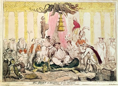 The Court at Brighton a la Chinese, 1816 by George Cruikshank
